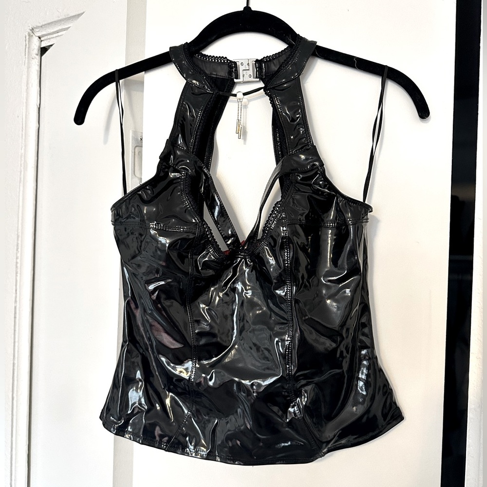 Sexy Vinyl Latex Wet-Look Top